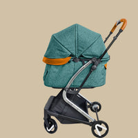 HKM-260307 Lightweight Aluminium 4-Wheel Pet Stroller with One-Click Fold, Comfortable Mesh Ventilation for Small Dogs and Cats