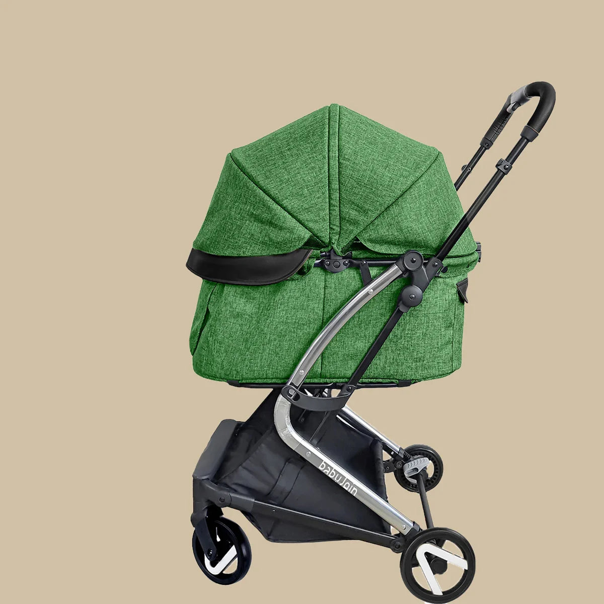 HKM-260307 Lightweight Aluminium 4-Wheel Pet Stroller with One-Click Fold, Comfortable Mesh Ventilation for Small Dogs and Cats