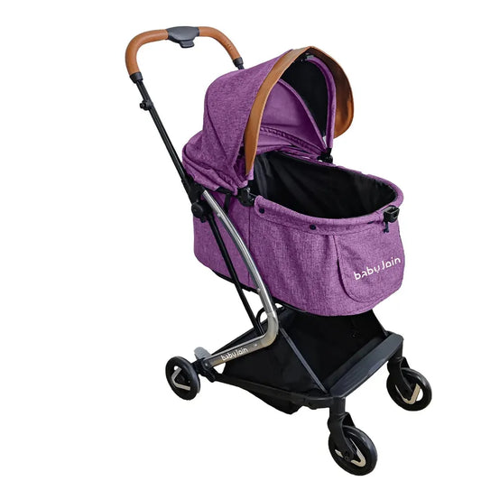 HKM-260307 Lightweight Aluminium 4-Wheel Pet Stroller with One-Click Fold, Comfortable Mesh Ventilation for Small Dogs and Cats