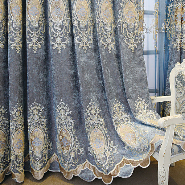 HKM-260499 Green Heart-Shaped Full Blackout Curtains with Semi-Shading Design