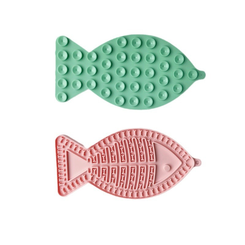 HKM-2605373 Silicone Snack Pad in Fish and Round Shapes for Pets - Multiple Colors Available