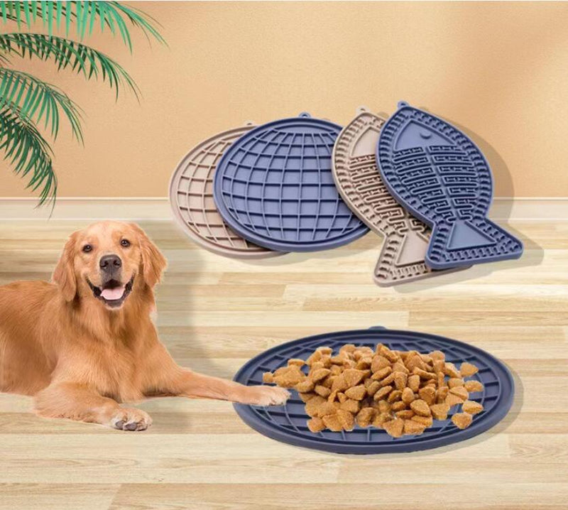 HKM-2605373 Silicone Snack Pad in Fish and Round Shapes for Pets - Multiple Colors Available