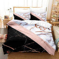 HKM-260563 Art Marble Linen Sheet Sets - Digital Printed, Brushed Chemical Fiber, Multiple Sizes Available