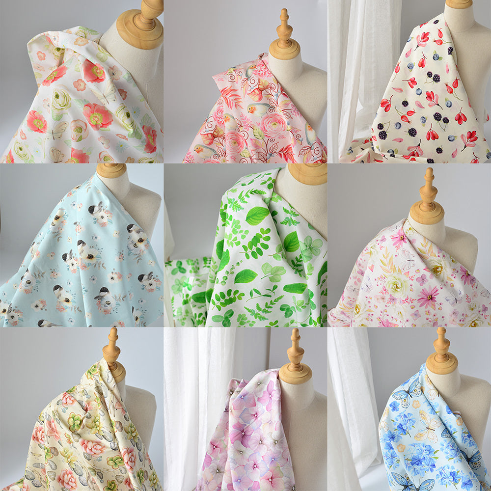 HKM-260627 Cotton Floral Pastoral Fabric for Soft Thin Skirts - Various Colors Available