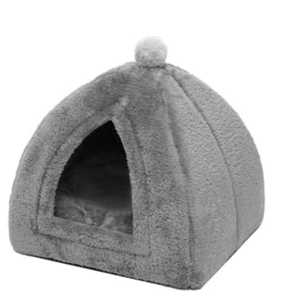 HKM-260627 Cozy Indoor Folding Cat House - Warm Wool Nest for Small to Medium Pets