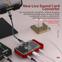 HKM-260691 2-in-1 Stereo Live Sound Card Converter for Mobile Devices with Charging and Microphone Streaming Adapter