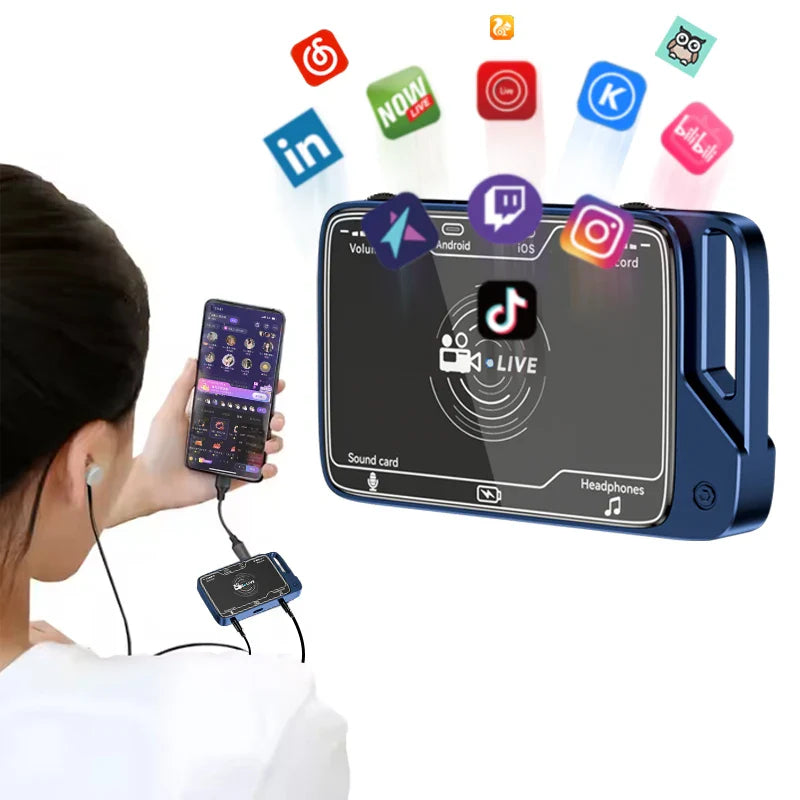 HKM-260691 2-in-1 Stereo Live Sound Card Converter for Mobile Devices with Charging and Microphone Streaming Adapter