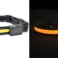 HKM-2607165 Solar Rechargeable LED Pet Dog Collar with Reflective Nylon and Multiple Colors Available