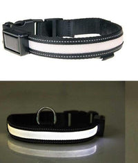 HKM-2607165 Solar Rechargeable LED Pet Dog Collar with Reflective Nylon and Multiple Colors Available