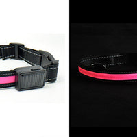 HKM-2607165 Solar Rechargeable LED Pet Dog Collar with Reflective Nylon and Multiple Colors Available