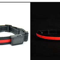 HKM-2607165 Solar Rechargeable LED Pet Dog Collar with Reflective Nylon and Multiple Colors Available