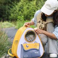 HKM-2607421 Portable Creative Cartoon Cheese Cat Shoulder Pet Bag in Multiple Colors