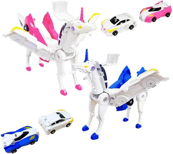 HKM-260755 Unicorn Transforming Car Robot Toy - Impact Deformation Mini Vehicle for Kids