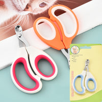HKM-2608957 Pet Nail Scissors with Round Hole Limit and Bloodline Resistance in Rose White and White Blue