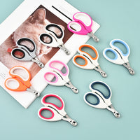 HKM-2608957 Pet Nail Scissors with Round Hole Limit and Bloodline Resistance in Rose White and White Blue