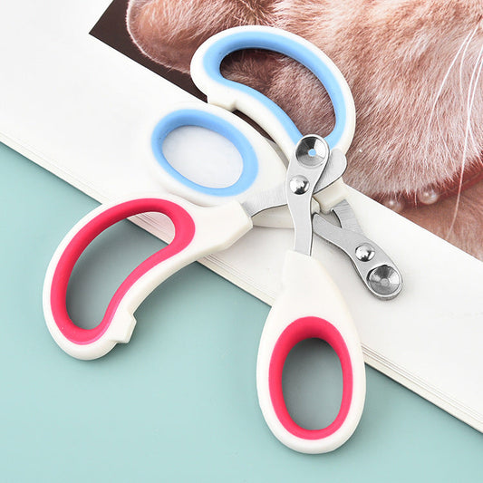 HKM-2608957 Pet Nail Scissors with Round Hole Limit and Bloodline Resistance in Rose White and White Blue
