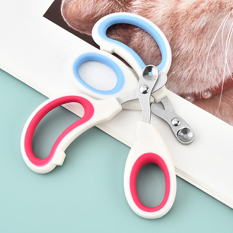 HKM-2608957 Pet Nail Scissors with Round Hole Limit and Bloodline Resistance in Rose White and White Blue