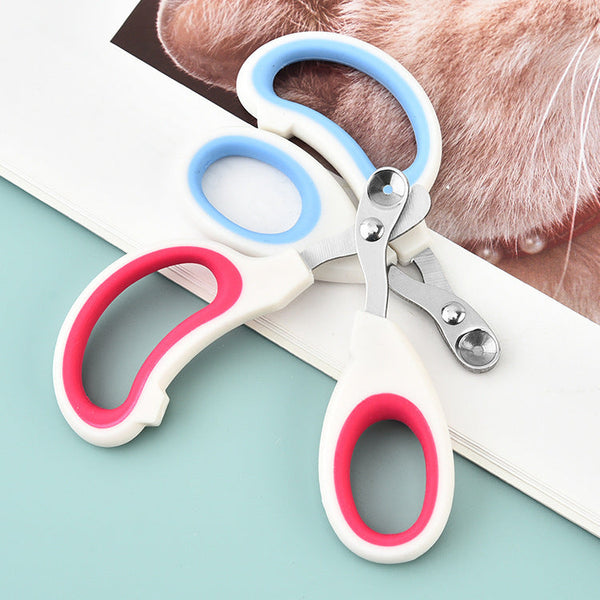 HKM-2608957 Pet Nail Scissors with Round Hole Limit and Bloodline Resistance in Rose White and White Blue