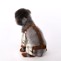 HKM-2609597 Beige and Brown Striped Dog Dustproof Pants for Autumn and Winter, Sizes S to XXL