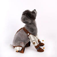 HKM-2609597 Beige and Brown Striped Dog Dustproof Pants for Autumn and Winter, Sizes S to XXL