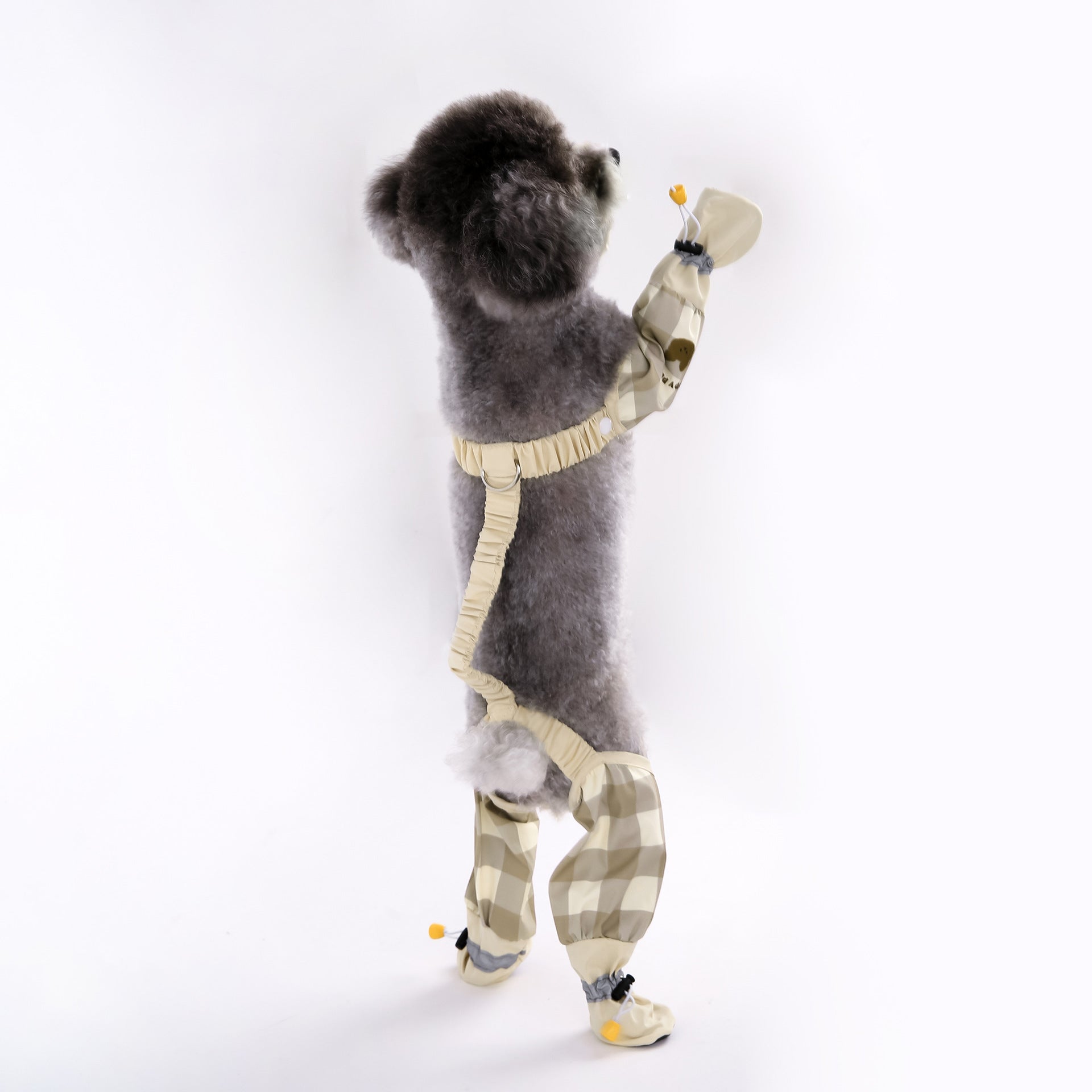 HKM-2609597 Beige and Brown Striped Dog Dustproof Pants for Autumn and Winter, Sizes S to XXL