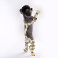 HKM-2609597 Beige and Brown Striped Dog Dustproof Pants for Autumn and Winter, Sizes S to XXL