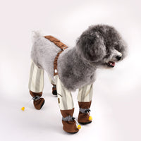 HKM-2609597 Beige and Brown Striped Dog Dustproof Pants for Autumn and Winter, Sizes S to XXL