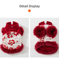 HKM-2609725 Elegant Chinese-Style Cotton-Padded Jackets for Small Dogs and Cats, Festive Tang Suits for Autumn and Winter