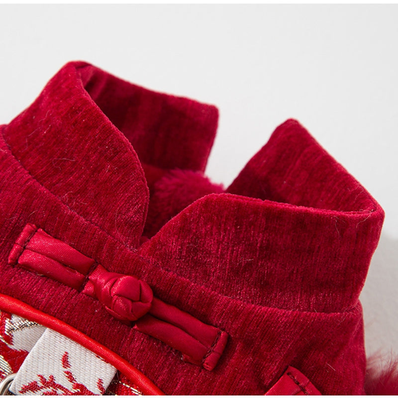 HKM-2609725 Elegant Chinese-Style Cotton-Padded Jackets for Small Dogs and Cats, Festive Tang Suits for Autumn and Winter