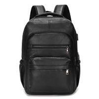 HKM-261011 Waterproof PU Leather Business Travel Laptop Backpack with USB Charging Port
