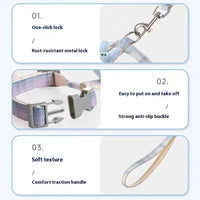 HKM-2610749 I-shaped Pet Chest and Back Harness with Hand Holding Rope for Cats - Available in Multiple Colors