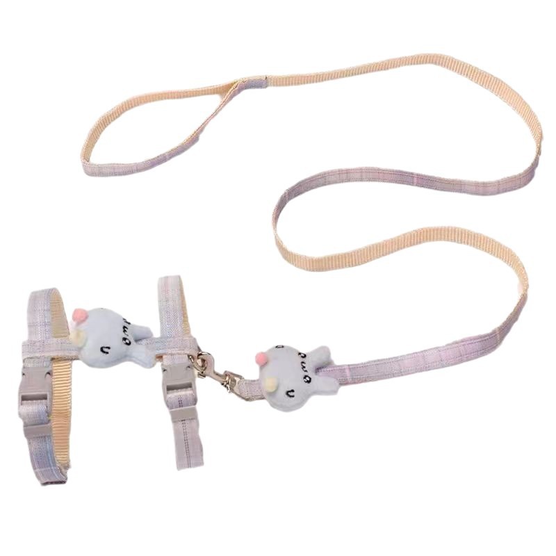 HKM-2610749 I-shaped Pet Chest and Back Harness with Hand Holding Rope for Cats - Available in Multiple Colors