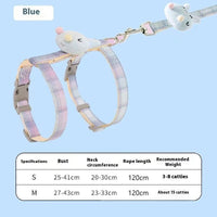 HKM-2610749 I-shaped Pet Chest and Back Harness with Hand Holding Rope for Cats - Available in Multiple Colors