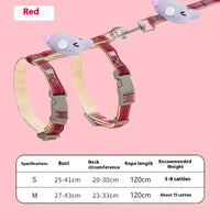 HKM-2610749 I-shaped Pet Chest and Back Harness with Hand Holding Rope for Cats - Available in Multiple Colors