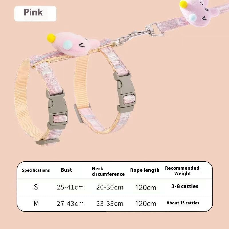 HKM-2610749 I-shaped Pet Chest and Back Harness with Hand Holding Rope for Cats - Available in Multiple Colors