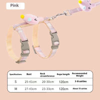 HKM-2610749 I-shaped Pet Chest and Back Harness with Hand Holding Rope for Cats - Available in Multiple Colors