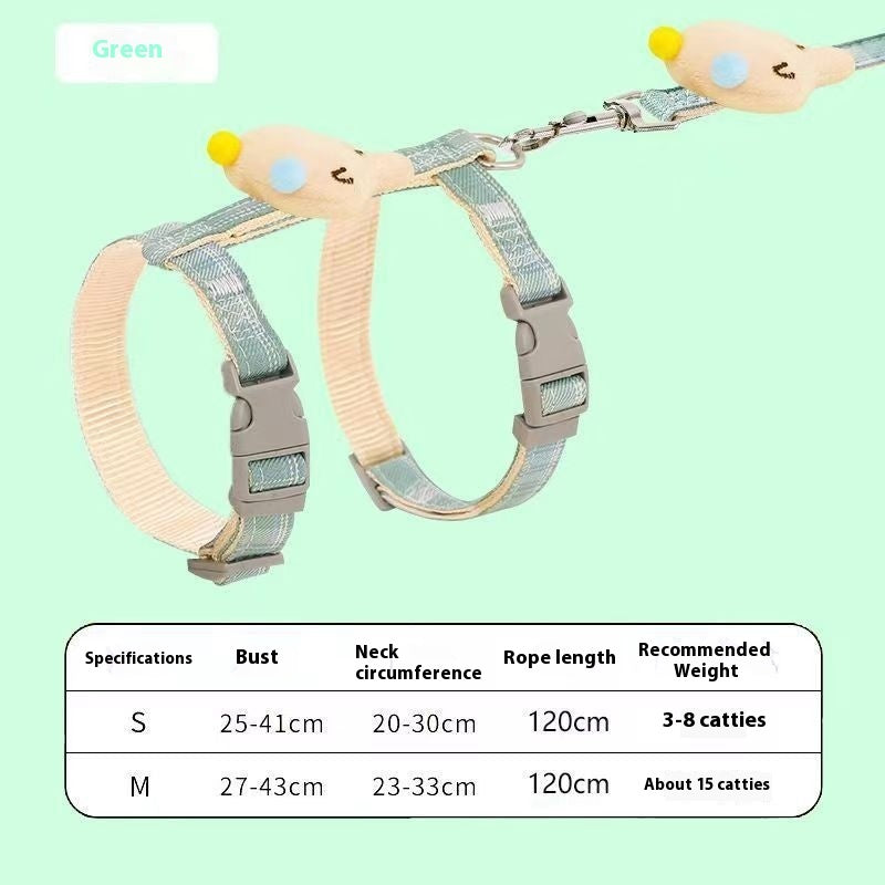 HKM-2610749 I-shaped Pet Chest and Back Harness with Hand Holding Rope for Cats - Available in Multiple Colors