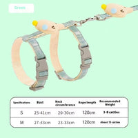HKM-2610749 I-shaped Pet Chest and Back Harness with Hand Holding Rope for Cats - Available in Multiple Colors