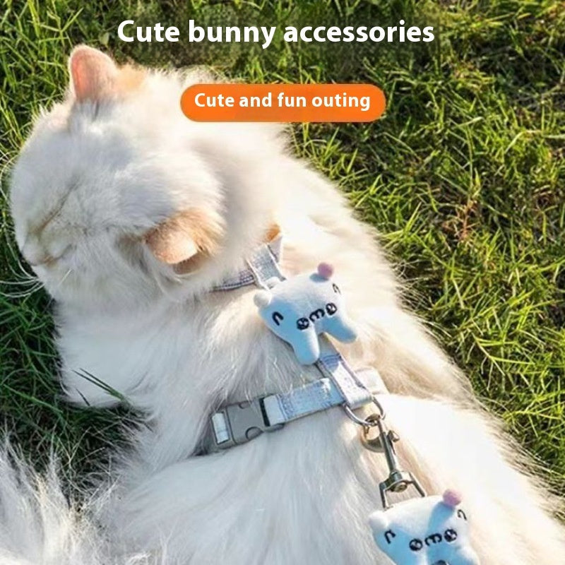 HKM-2610749 I-shaped Pet Chest and Back Harness with Hand Holding Rope for Cats - Available in Multiple Colors