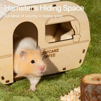HKM-2611005 Wooden Hamster House Shelter with Multi-Layer Board Construction