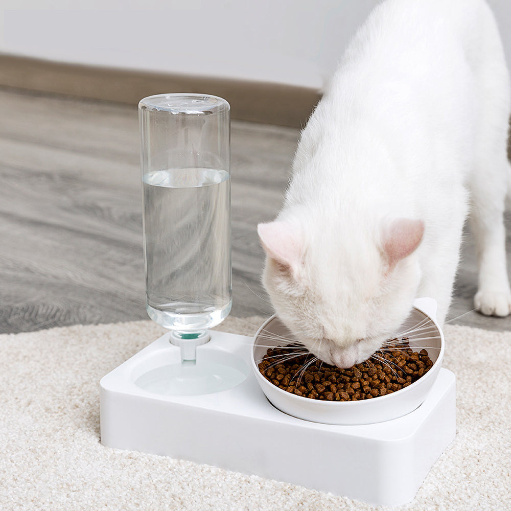 HKM-2611133 Automatic Double Bowl Pet Water and Food Dispenser with Adjustable Design