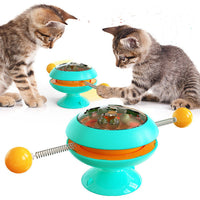HKM-2611773 Interactive Rotatable Cat Toy with Catnip and Suction Cup Base, Multi-Functional Indoor Play for Cats and Kittens