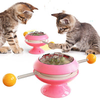 HKM-2611773 Interactive Rotatable Cat Toy with Catnip and Suction Cup Base, Multi-Functional Indoor Play for Cats and Kittens