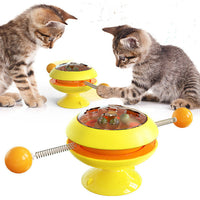 HKM-2611773 Interactive Rotatable Cat Toy with Catnip and Suction Cup Base, Multi-Functional Indoor Play for Cats and Kittens