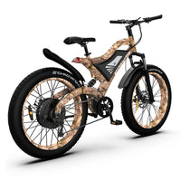 HKM-261267 26-Inch 7-Speed Electric Mountain Bike with Rear Hub Motor and Front Suspension