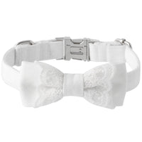 HKM-2612925 Monochrome White Pet Bow Tie Collar for Dogs - Adjustable Sizes Available