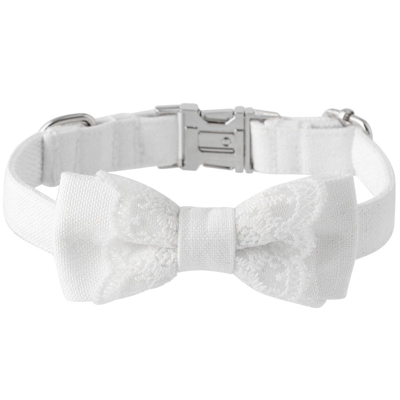 HKM-2612925 Monochrome White Pet Bow Tie Collar for Dogs - Adjustable Sizes Available