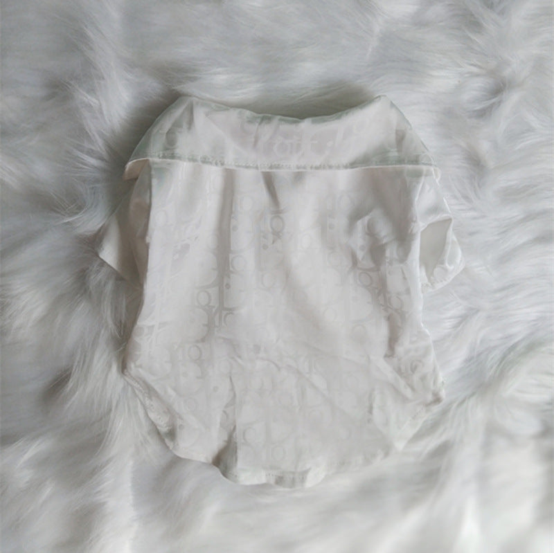 HKM-2613309 Casual Polyester Shirt for Pets in White, Gray, and Pink - Sizes S to XXL