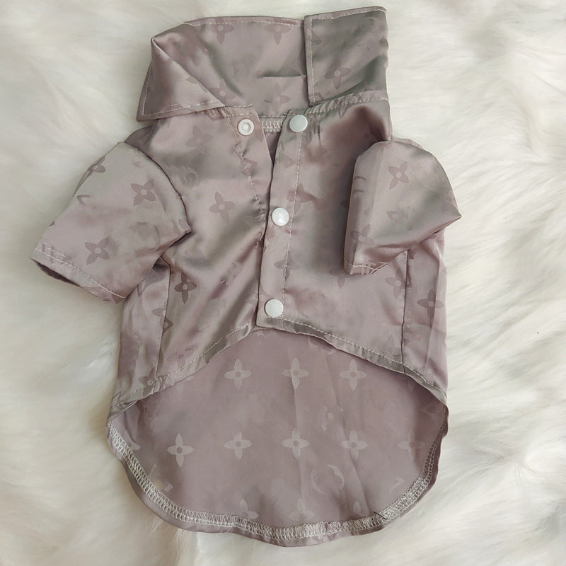 HKM-2613309 Casual Polyester Shirt for Pets in White, Gray, and Pink - Sizes S to XXL