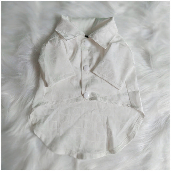 HKM-2613309 Casual Polyester Shirt for Pets in White, Gray, and Pink - Sizes S to XXL